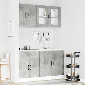 4-tlg Küchenschrank Set Betongrau