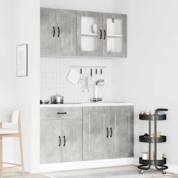 4-tlg Küchenschrank Set Betongrau