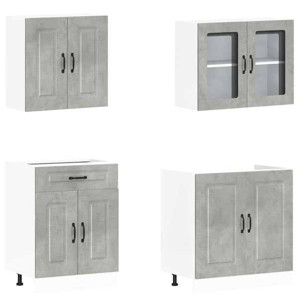 4-tlg Küchenschrank Set Betongrau