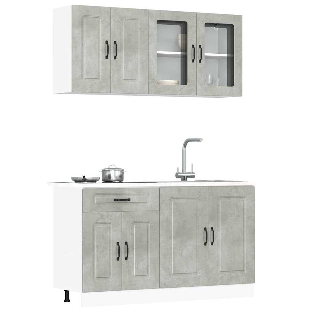 4-tlg Küchenschrank Set Betongrau