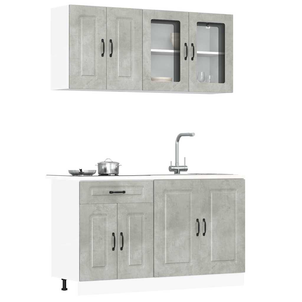 4-tlg Küchenschrank Set Betongrau