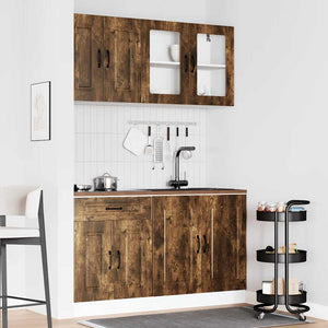 4-tlg Küchenschrank Set Räuchereiche