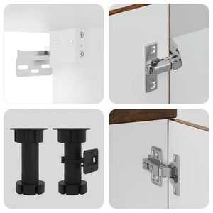 4-tlg Küchenschrank Set Räuchereiche
