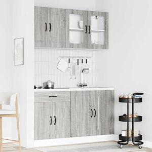 4-tlg Küchenschrank Set Grau Sonoma
