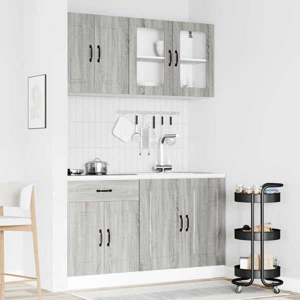 4-tlg Küchenschrank Set Grau Sonoma