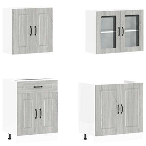 4-tlg Küchenschrank Set Grau Sonoma