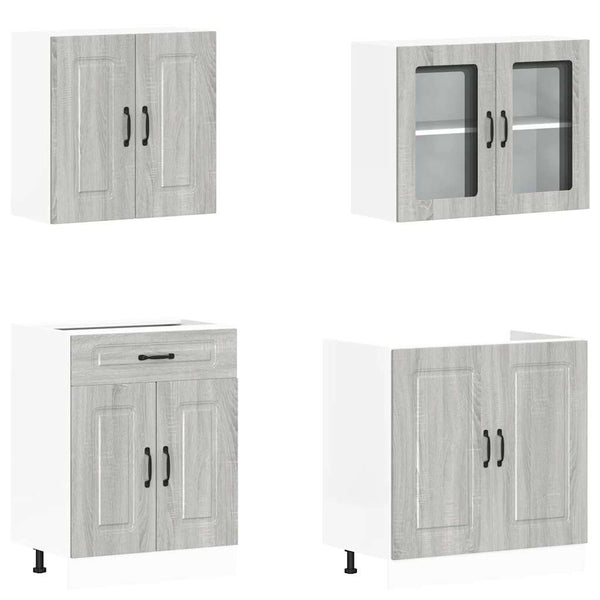 4-tlg Küchenschrank Set Grau Sonoma