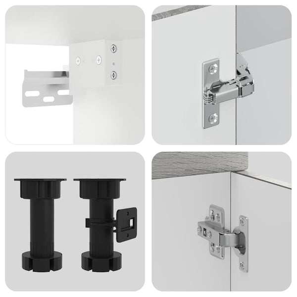 4-tlg Küchenschrank Set Grau Sonoma