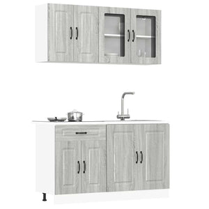 4-tlg Küchenschrank Set Grau Sonoma