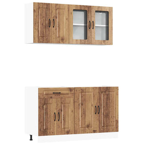 4-tlg. Küchenschrank-Set Altholz-Optik