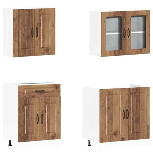 4-tlg. Küchenschrank-Set Altholz-Optik