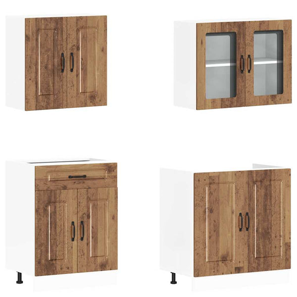 4-tlg. Küchenschrank-Set Altholz-Optik