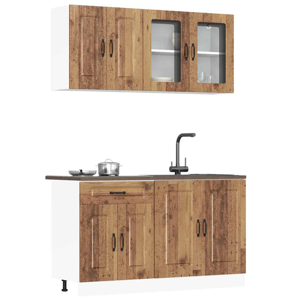 4-tlg. Küchenschrank-Set Altholz-Optik