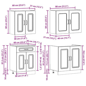 4-tlg Küchenschrank Set Artisan-Eiche