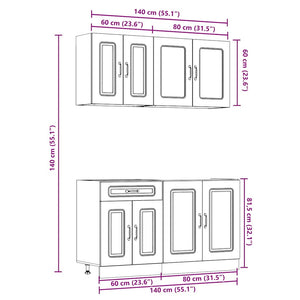 4-tlg Küchenschrank Set Artisan-Eiche
