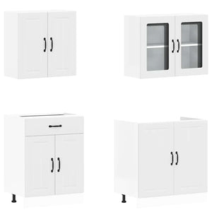4-tlg Küchenschrank Set Weiß