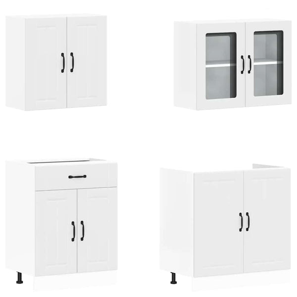 4-tlg Küchenschrank Set Weiß