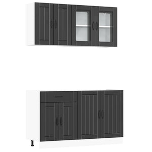4-tlg Küchenschrank Set Schwarz