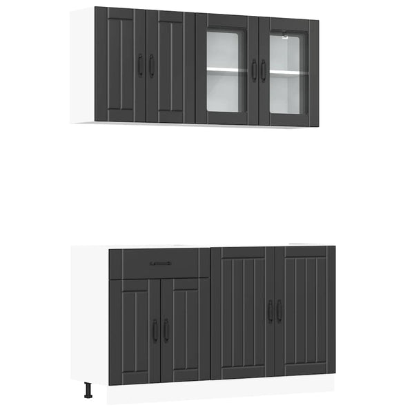 4-tlg Küchenschrank Set Schwarz