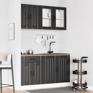 4-tlg Küchenschrank Set Schwarz