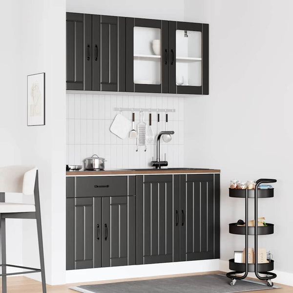 4-tlg Küchenschrank Set Schwarz