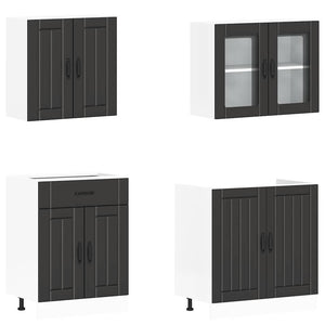 4-tlg Küchenschrank Set Schwarz