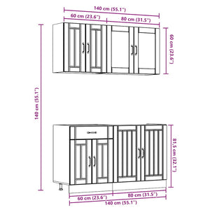 4-tlg Küchenschrank Set Schwarz