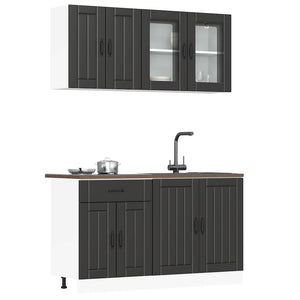 4-tlg Küchenschrank Set Schwarz