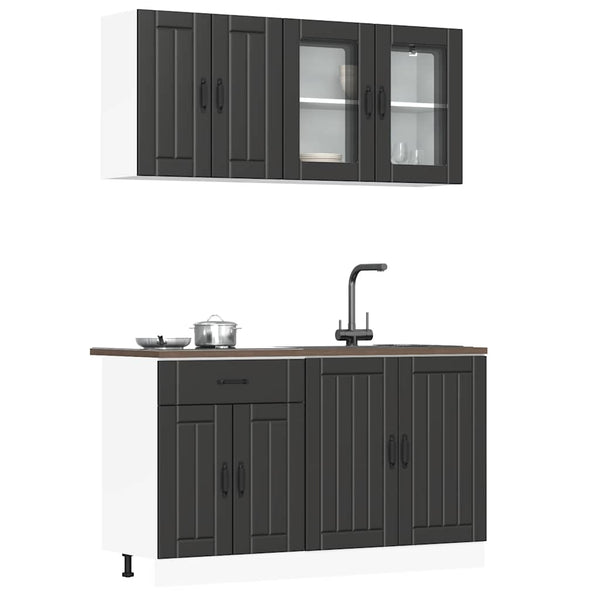 4-tlg Küchenschrank Set Schwarz