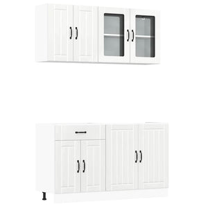 vidaXL Meuble de cuisine 4 pcs Lucca MDF Blanc brillant