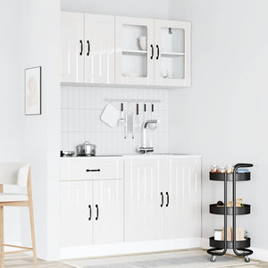 vidaXL Meuble de cuisine 4 pcs Lucca MDF Blanc brillant