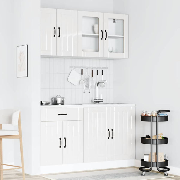 vidaXL Meuble de cuisine 4 pcs Lucca MDF Blanc brillant