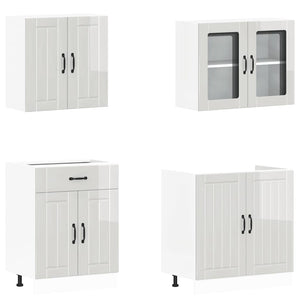 vidaXL Meuble de cuisine 4 pcs Lucca MDF Blanc brillant