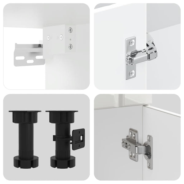 vidaXL Meuble de cuisine 4 pcs Lucca MDF Blanc brillant