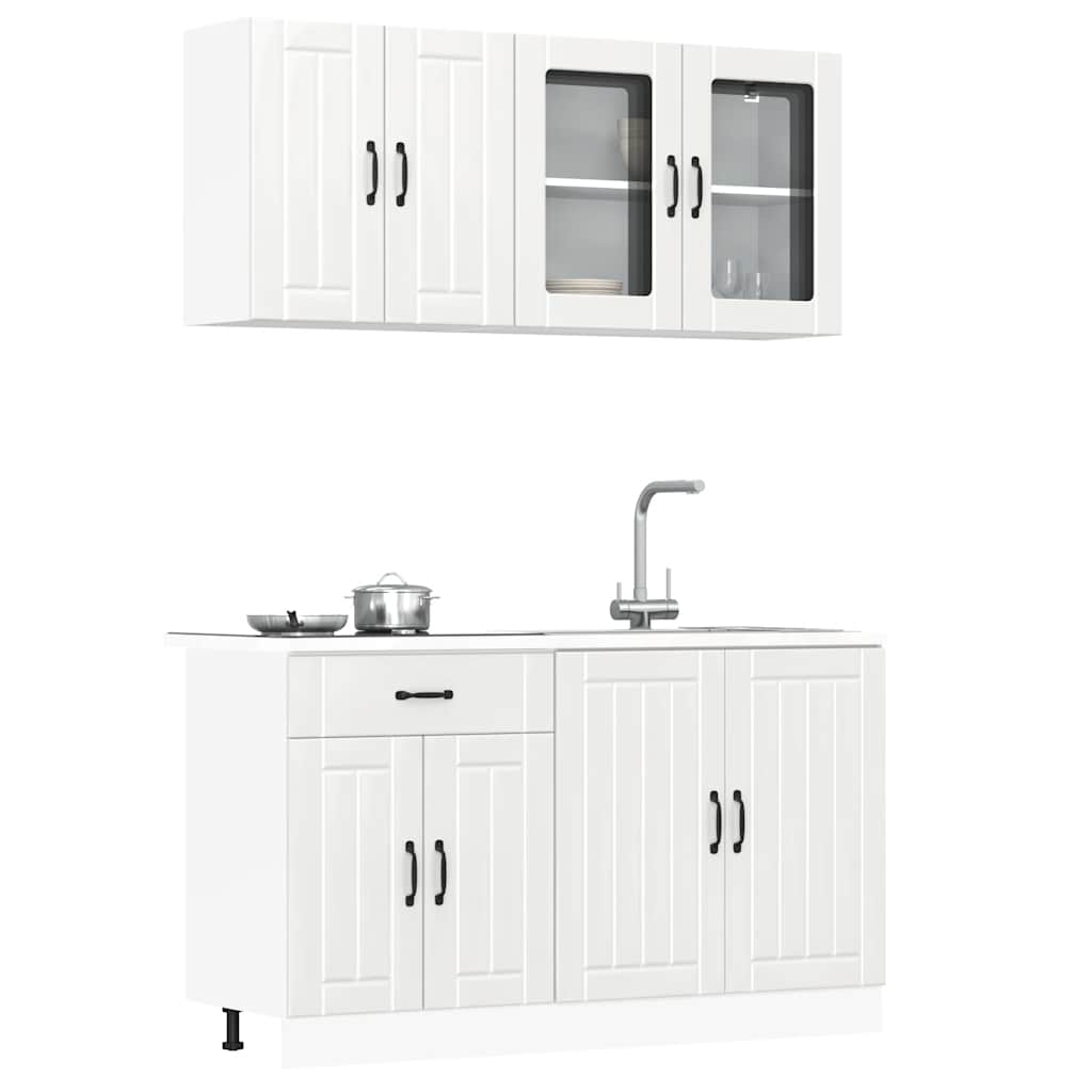 vidaXL Meuble de cuisine 4 pcs Lucca MDF Blanc brillant