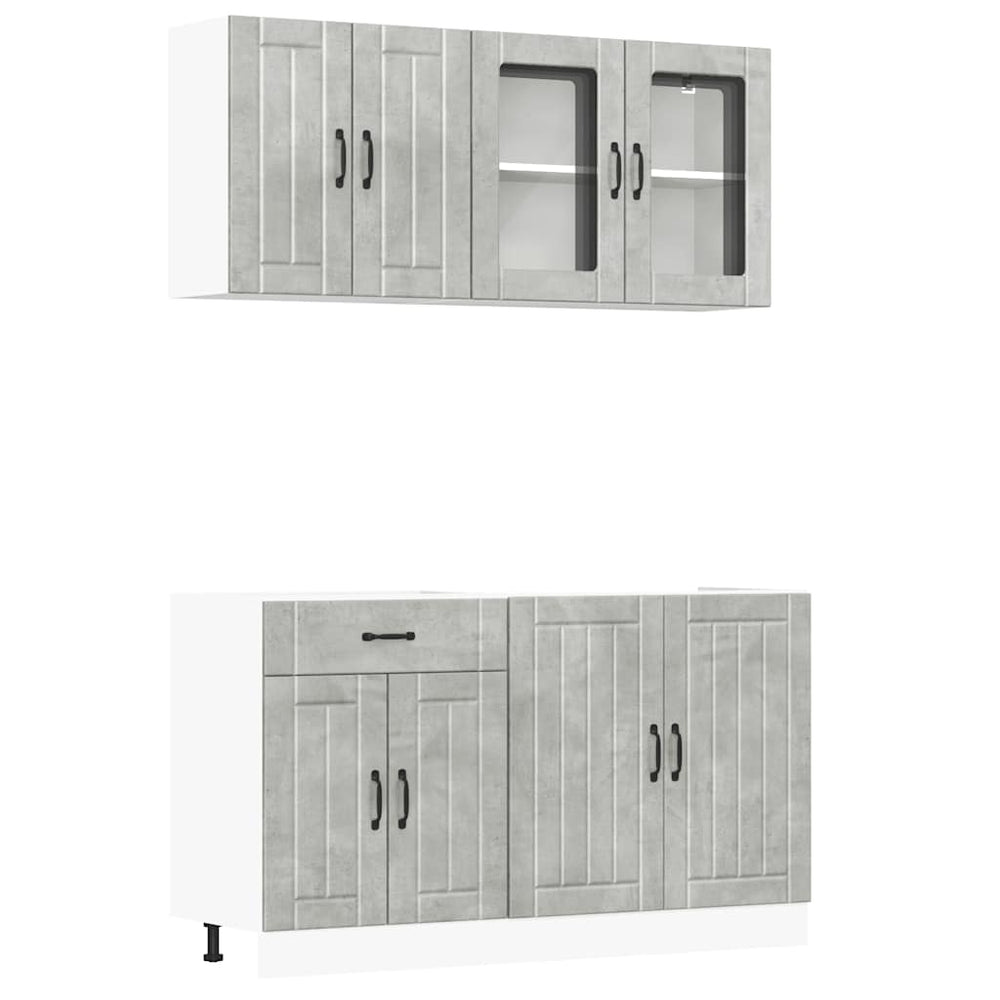 4-tlg. Küchenschrank-Set Betongrau