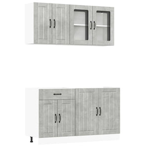 4-tlg. Küchenschrank-Set Betongrau
