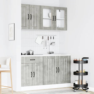 4-tlg. Küchenschrank-Set Betongrau