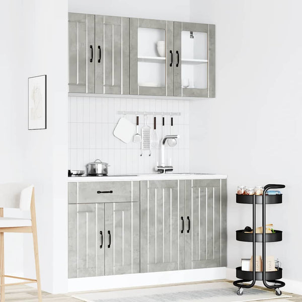 4-tlg. Küchenschrank-Set Betongrau