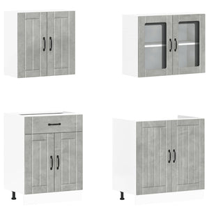 4-tlg. Küchenschrank-Set Betongrau