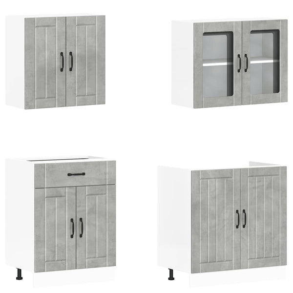4-tlg. Küchenschrank-Set Betongrau