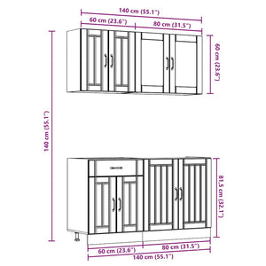 4-tlg. Küchenschrank-Set Betongrau