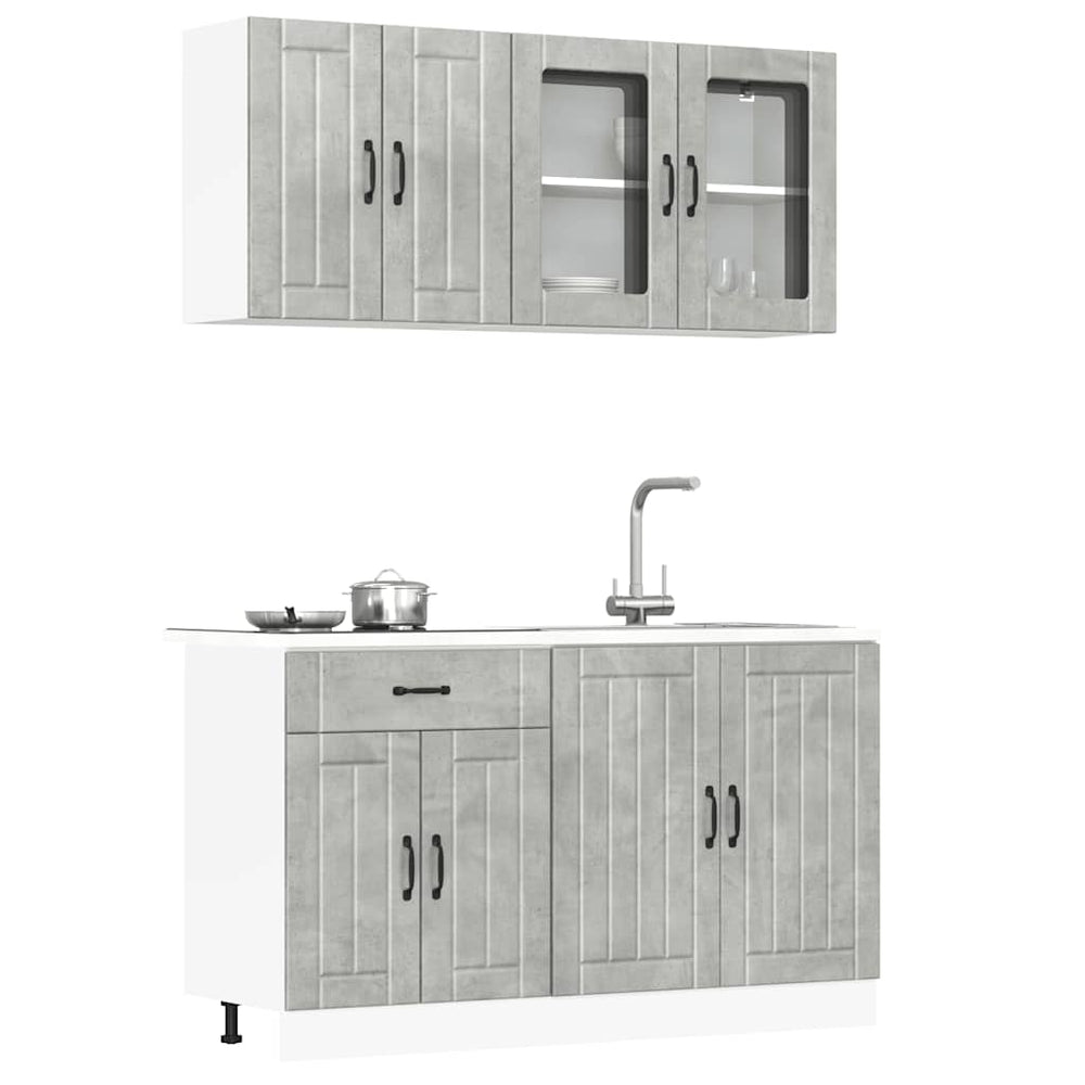 4-tlg. Küchenschrank-Set Betongrau