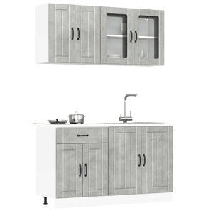 4-tlg. Küchenschrank-Set Betongrau