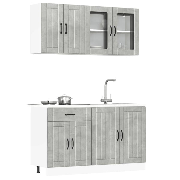 4-tlg. Küchenschrank-Set Betongrau