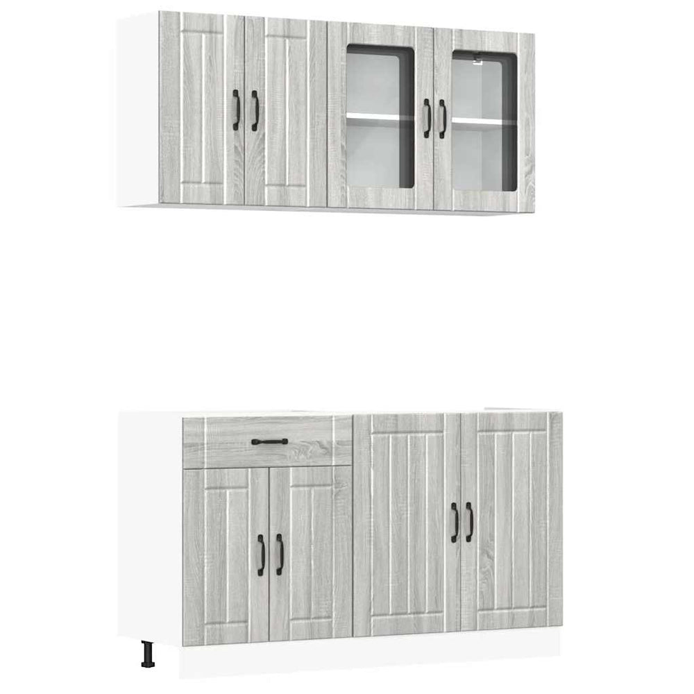 4-tlg Küchenschrank Set Lucca Grau Sonoma