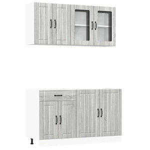 4-tlg Küchenschrank Set Lucca Grau Sonoma