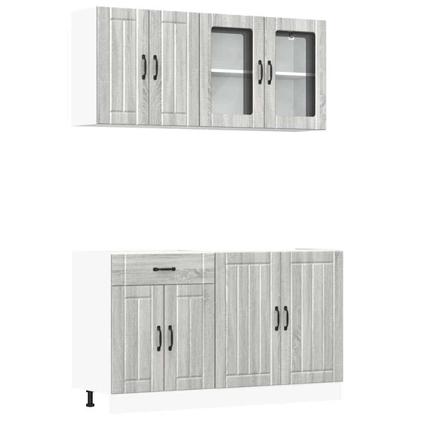 4-tlg Küchenschrank Set Lucca Grau Sonoma