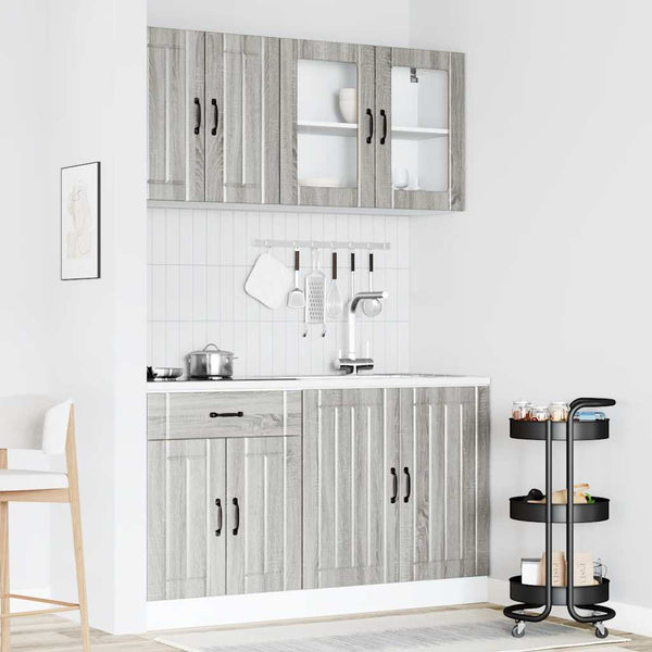 4-tlg Küchenschrank Set Lucca Grau Sonoma