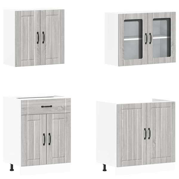 4-tlg Küchenschrank Set Lucca Grau Sonoma